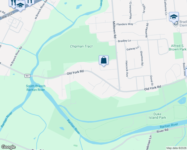 map of restaurants, bars, coffee shops, grocery stores, and more near 277 County Route 567 in Bridgewater