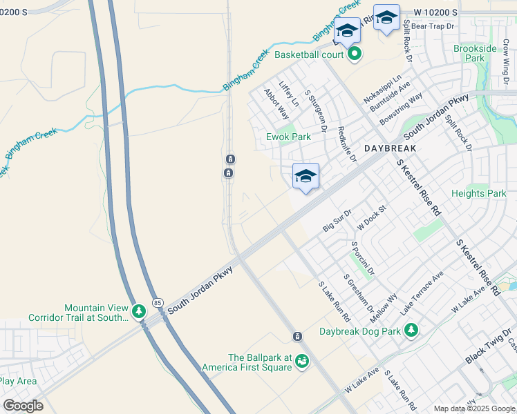 map of restaurants, bars, coffee shops, grocery stores, and more near 5510 West in South Jordan