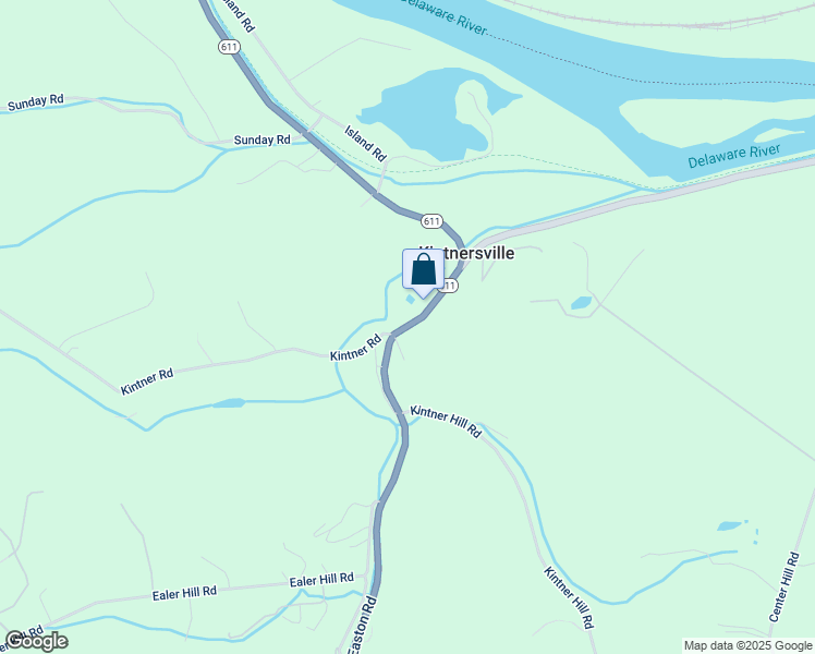 map of restaurants, bars, coffee shops, grocery stores, and more near Pennsylvania 611 in Kintnersville