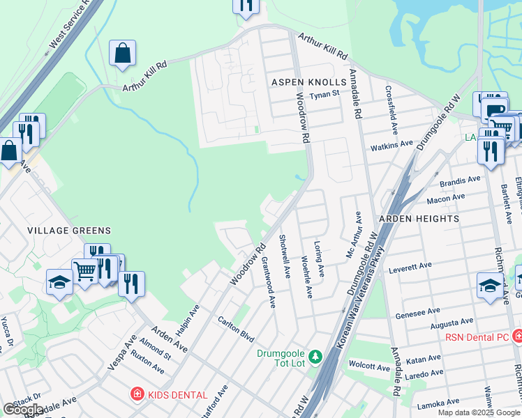 map of restaurants, bars, coffee shops, grocery stores, and more near 136 Erika Loop in Staten Island