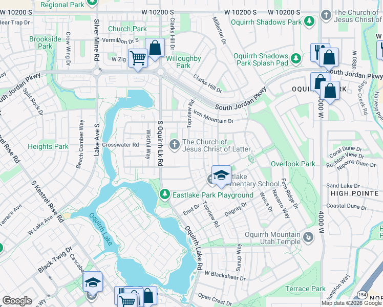 map of restaurants, bars, coffee shops, grocery stores, and more near 10693 Topview Road in South Jordan