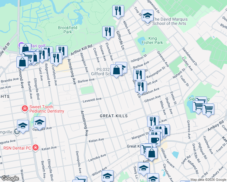 map of restaurants, bars, coffee shops, grocery stores, and more near 306 Colon Avenue in Staten Island