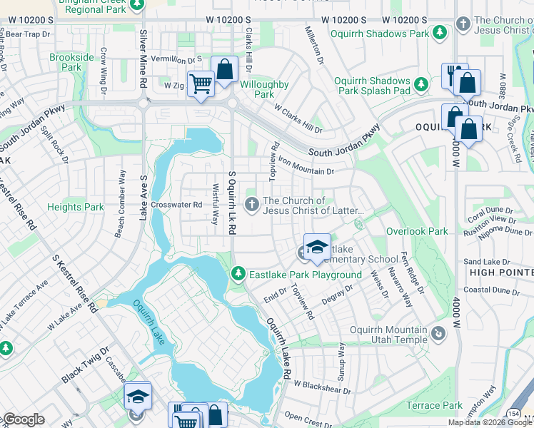 map of restaurants, bars, coffee shops, grocery stores, and more near 10688 Topview Road in South Jordan