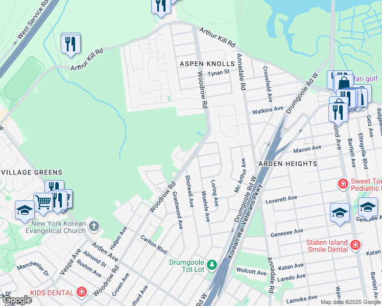 map of restaurants, bars, coffee shops, grocery stores, and more near 41 Ibsen Avenue in Staten Island