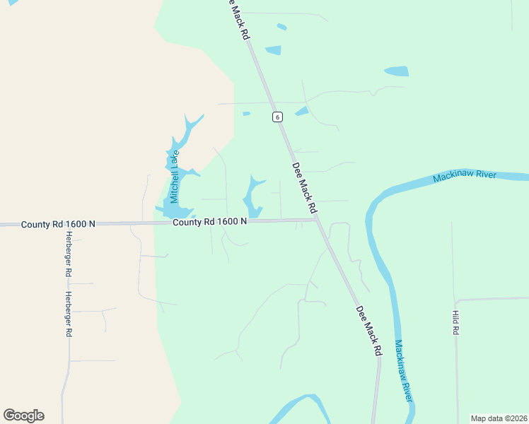 map of restaurants, bars, coffee shops, grocery stores, and more near 29724 Allentown Road in Mackinaw