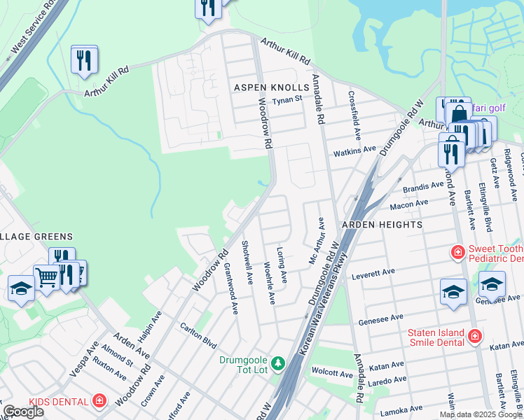map of restaurants, bars, coffee shops, grocery stores, and more near 41 Ibsen Avenue in Staten Island