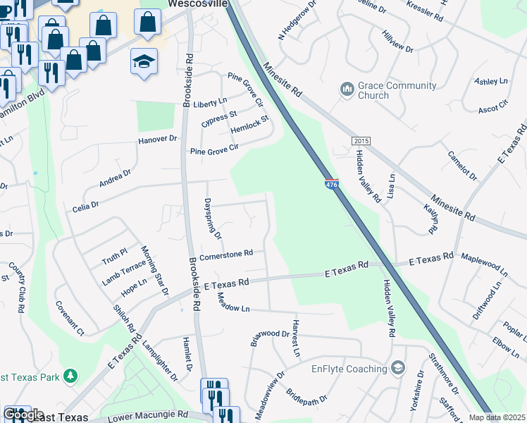 map of restaurants, bars, coffee shops, grocery stores, and more near 1430 Promise Lane in Wescosville