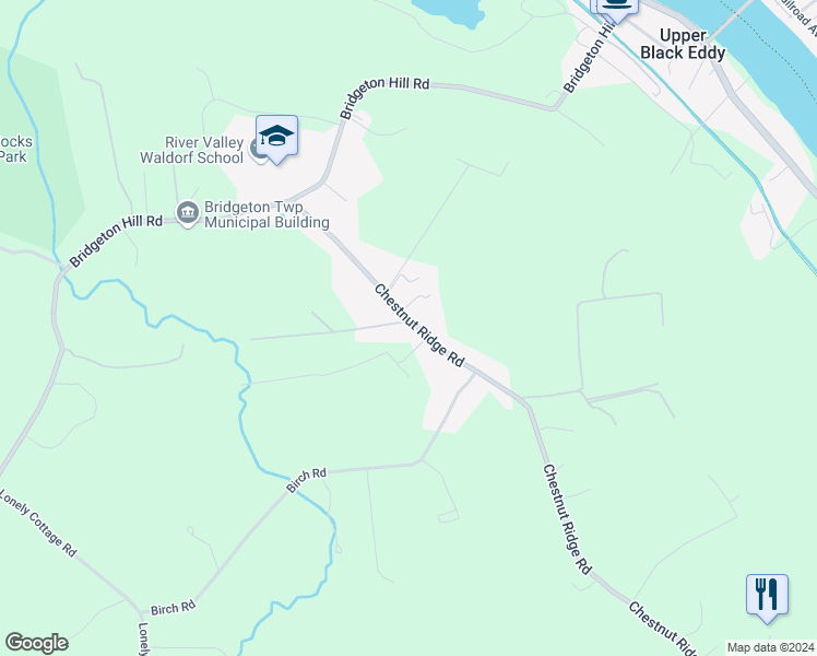 map of restaurants, bars, coffee shops, grocery stores, and more near 1310 Leddys Lane in Upper Black Eddy