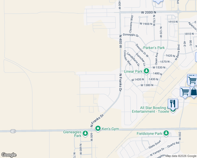 map of restaurants, bars, coffee shops, grocery stores, and more near 552 1410 North in Tooele