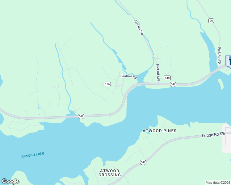 map of restaurants, bars, coffee shops, grocery stores, and more near 1123 Fawn Road Southwest in Dellroy