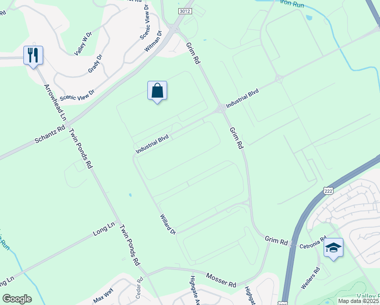 map of restaurants, bars, coffee shops, grocery stores, and more near 8400 Industrial Boulevard in Breinigsville