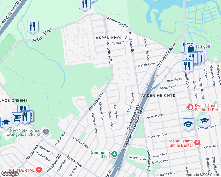 map of restaurants, bars, coffee shops, grocery stores, and more near 41 Ibsen Avenue in Staten Island