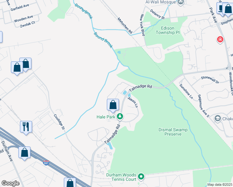 map of restaurants, bars, coffee shops, grocery stores, and more near 35 Inverness Drive in Edison