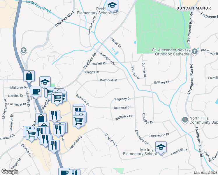 map of restaurants, bars, coffee shops, grocery stores, and more near 1177 Windmill Lane in Pittsburgh