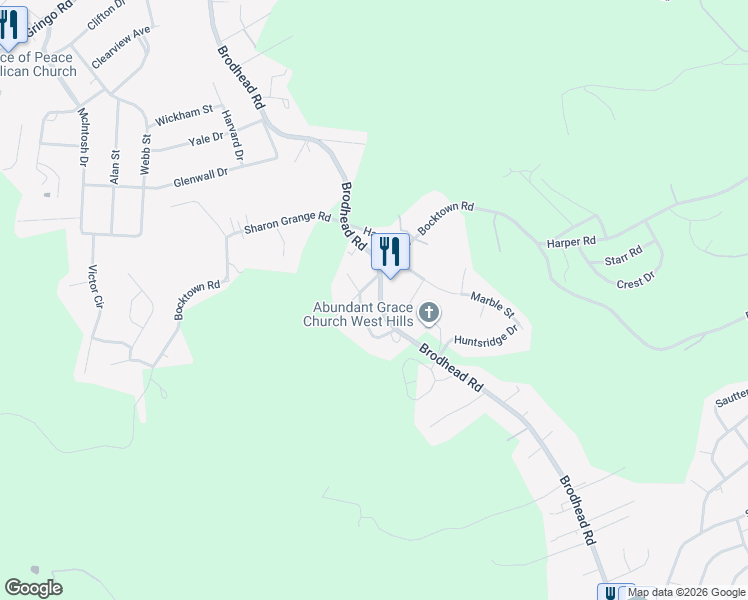 map of restaurants, bars, coffee shops, grocery stores, and more near 203 Garnet Street in Aliquippa