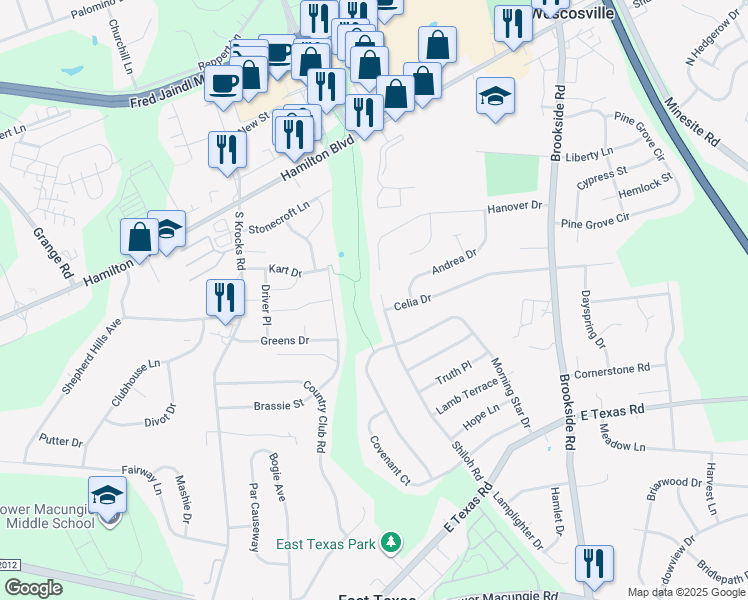 map of restaurants, bars, coffee shops, grocery stores, and more near 1238 Shiloh Road in Allentown