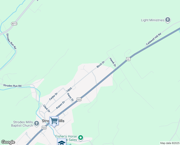 map of restaurants, bars, coffee shops, grocery stores, and more near 161 Birch Drive in Lewistown