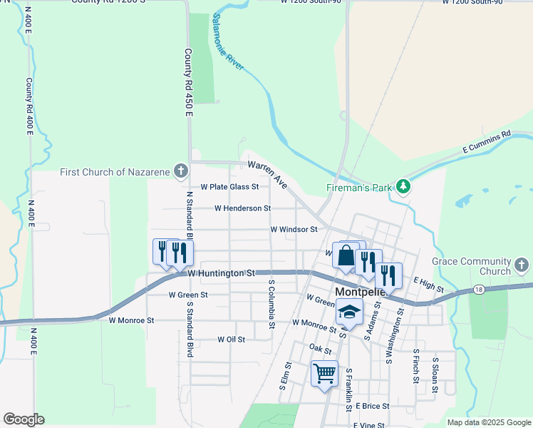 map of restaurants, bars, coffee shops, grocery stores, and more near 436 West Windsor Street in Montpelier