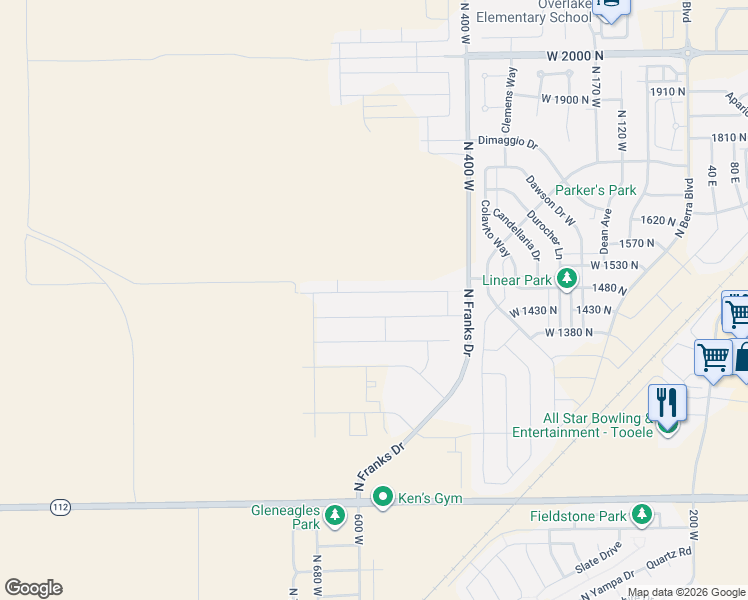 map of restaurants, bars, coffee shops, grocery stores, and more near 569 West 1470 North in Tooele