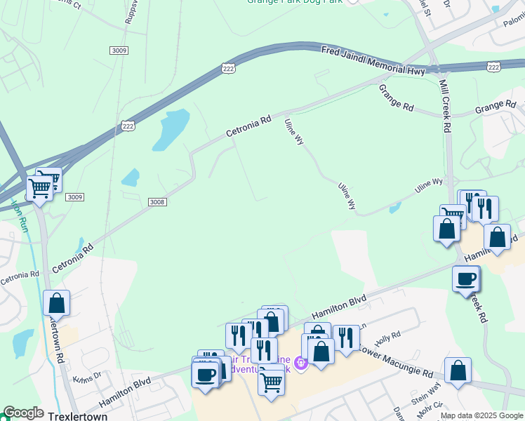 map of restaurants, bars, coffee shops, grocery stores, and more near in Allentown