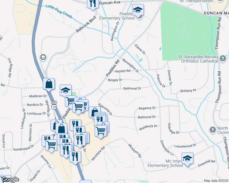 map of restaurants, bars, coffee shops, grocery stores, and more near 1137 Windmill Lane in Pittsburgh