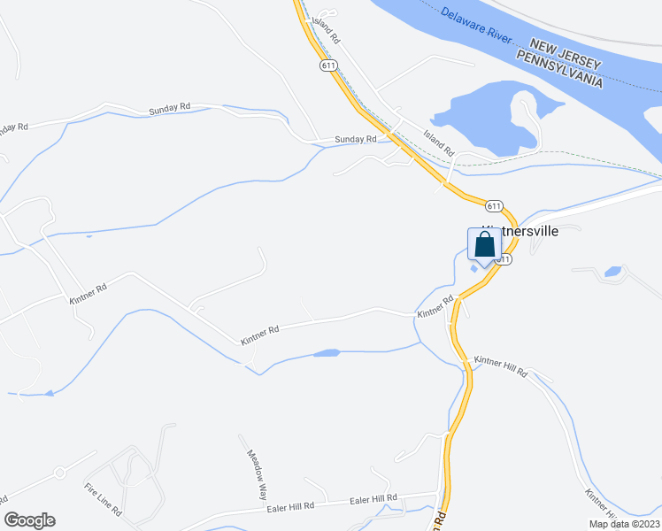 map of restaurants, bars, coffee shops, grocery stores, and more near 665 Kintner Road in Kintnersville