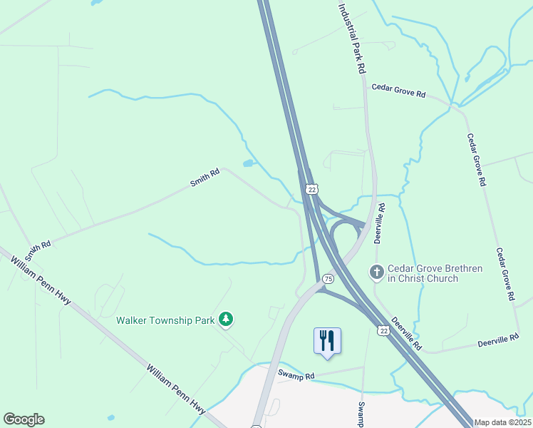 map of restaurants, bars, coffee shops, grocery stores, and more near 942 Smith Road in Mifflintown