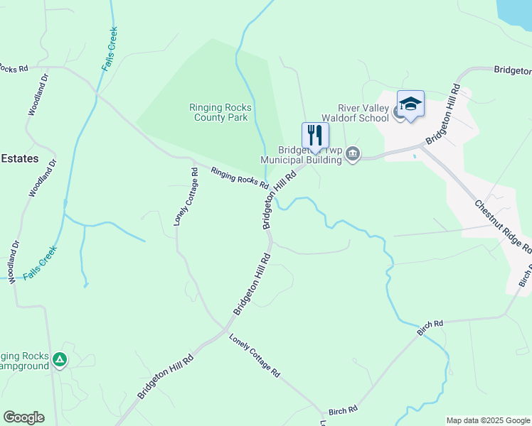 map of restaurants, bars, coffee shops, grocery stores, and more near 1286 Bridgeton Hill Rd in Upper Black Eddy