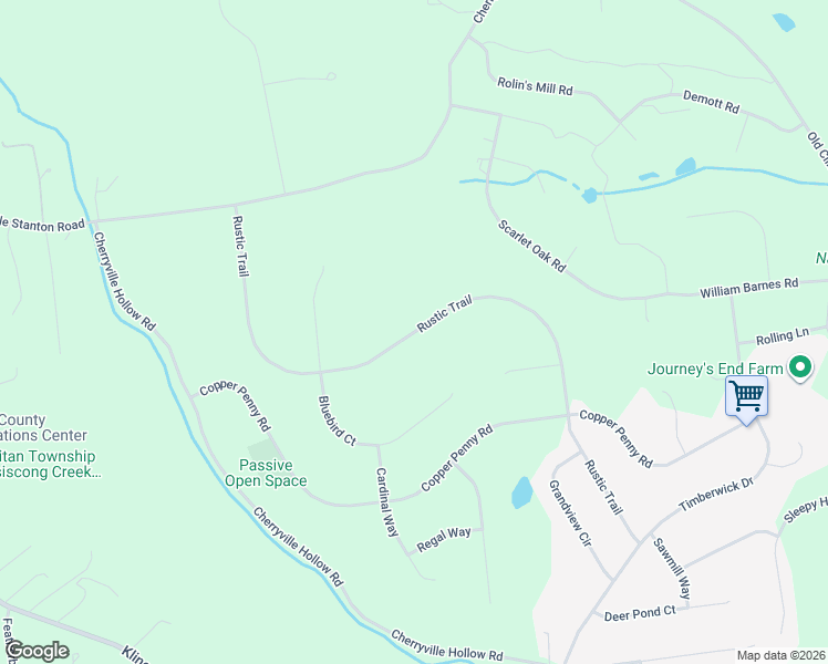 map of restaurants, bars, coffee shops, grocery stores, and more near 38 Rustic Trail in Flemington