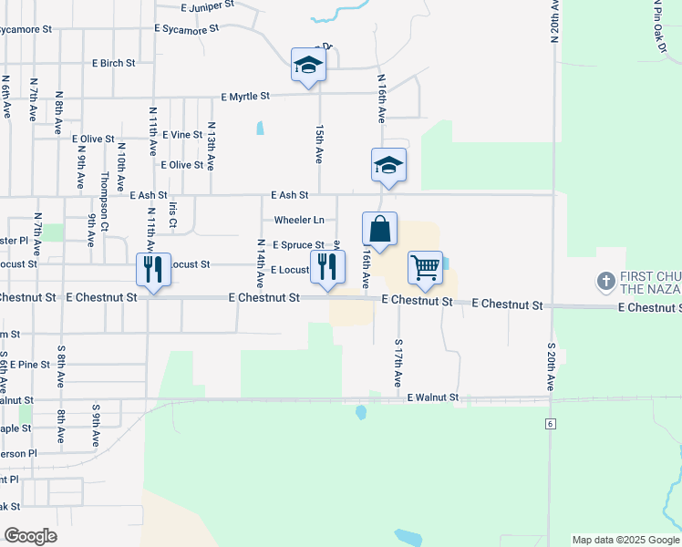 map of restaurants, bars, coffee shops, grocery stores, and more near 200-272 North 15th Avenue in Canton