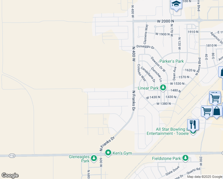 map of restaurants, bars, coffee shops, grocery stores, and more near 1531 Drysdale Way in Tooele