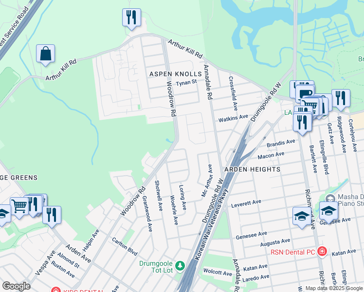 map of restaurants, bars, coffee shops, grocery stores, and more near 56 Gold Avenue in Staten Island