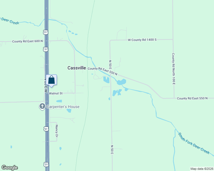 map of restaurants, bars, coffee shops, grocery stores, and more near 5623-5697 County Road N 50 East in Kokomo