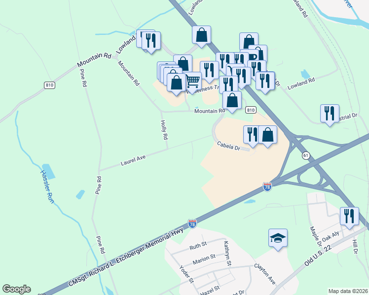 map of restaurants, bars, coffee shops, grocery stores, and more near 115 Laurel Avenue in Hamburg
