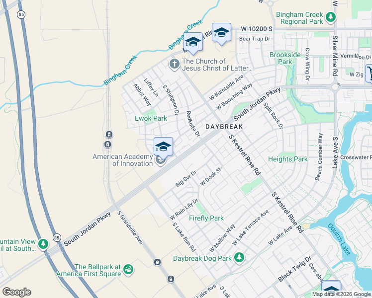 map of restaurants, bars, coffee shops, grocery stores, and more near in South Jordan