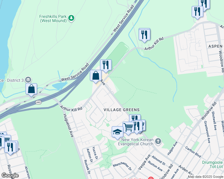 map of restaurants, bars, coffee shops, grocery stores, and more near 51 Arden Avenue in Staten Island