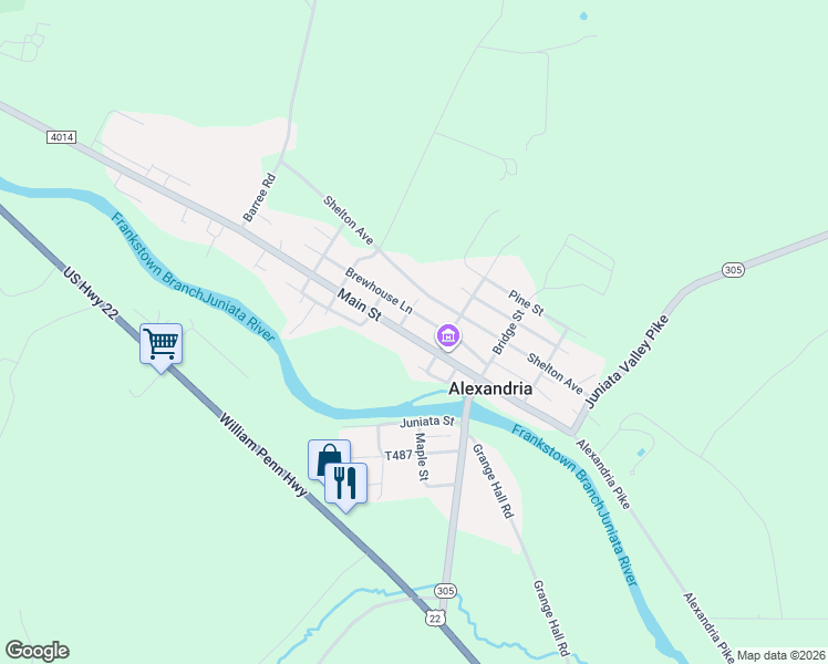 map of restaurants, bars, coffee shops, grocery stores, and more near 413 Main Street in Alexandria