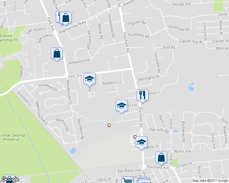 map of restaurants, bars, coffee shops, grocery stores, and more near 5 Christopher Court in Edison