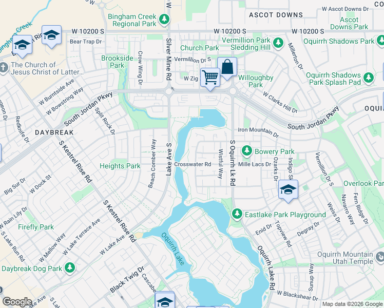 map of restaurants, bars, coffee shops, grocery stores, and more near 10612 South Serendipity Way in South Jordan