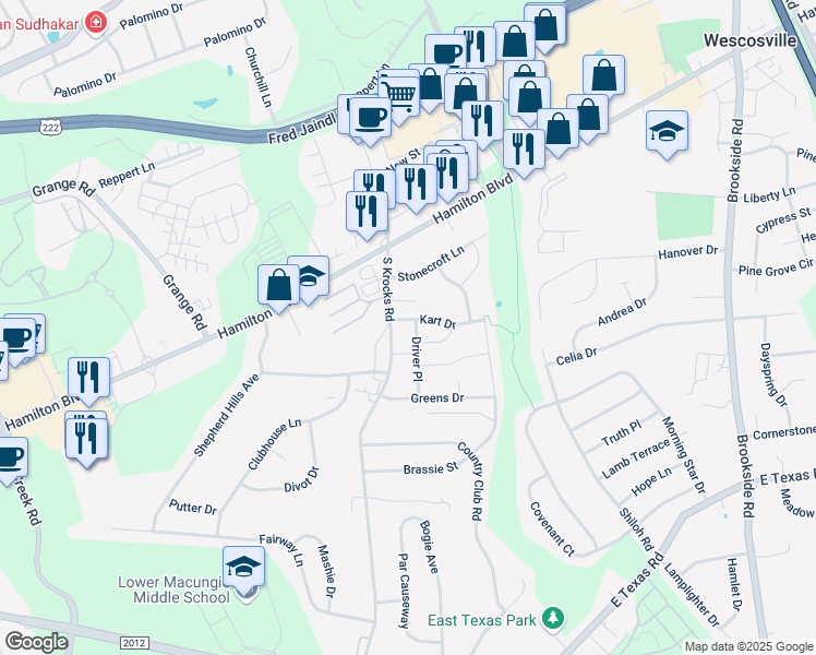 map of restaurants, bars, coffee shops, grocery stores, and more near 1041 South Krocks Road in Wescosville