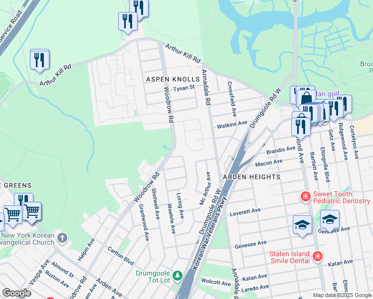 map of restaurants, bars, coffee shops, grocery stores, and more near 42 Gold Avenue in Staten Island