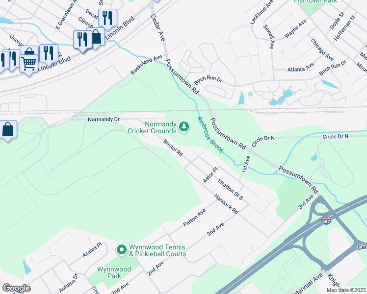 map of restaurants, bars, coffee shops, grocery stores, and more near 38 Stratton Street North in Piscataway