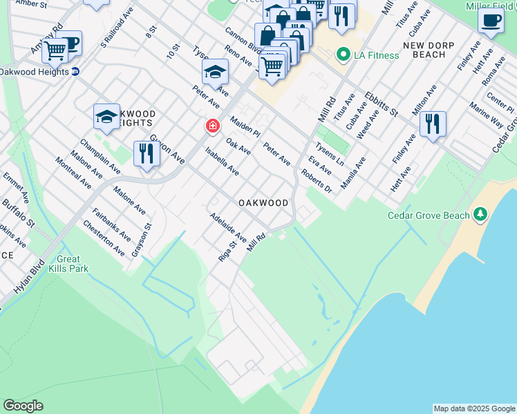 map of restaurants, bars, coffee shops, grocery stores, and more near 414 Isabella Avenue in Staten Island