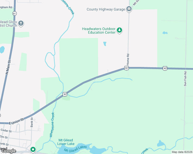 map of restaurants, bars, coffee shops, grocery stores, and more near 5545 U.S. 42 in Mount Gilead