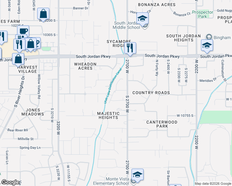 map of restaurants, bars, coffee shops, grocery stores, and more near in Riverton