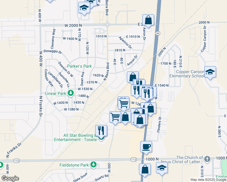 map of restaurants, bars, coffee shops, grocery stores, and more near in Tooele