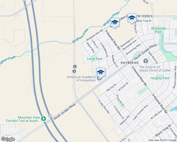 map of restaurants, bars, coffee shops, grocery stores, and more near 5510 West in South Jordan
