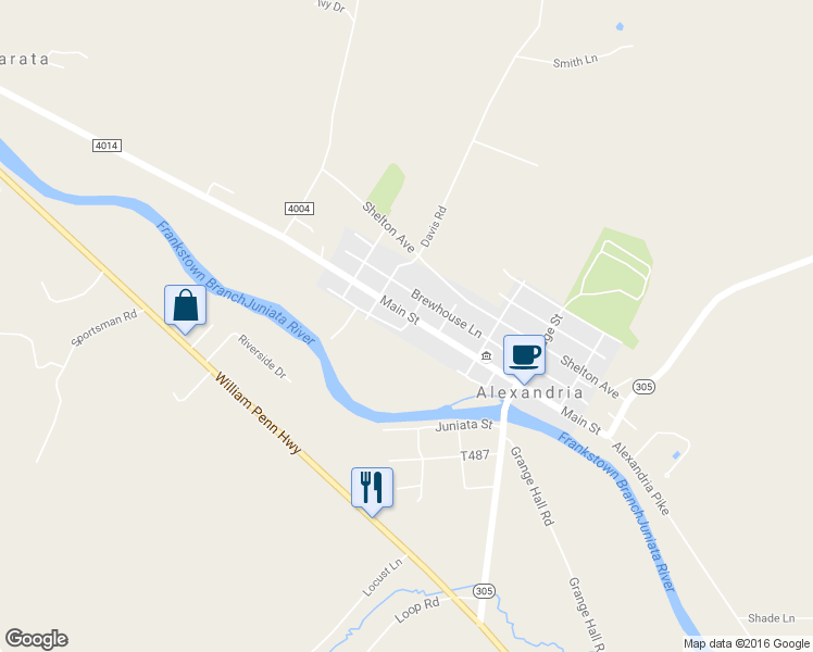 map of restaurants, bars, coffee shops, grocery stores, and more near Brew House Lane in Alexandria