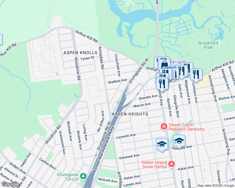 map of restaurants, bars, coffee shops, grocery stores, and more near 163 Crossfield Avenue in Staten Island