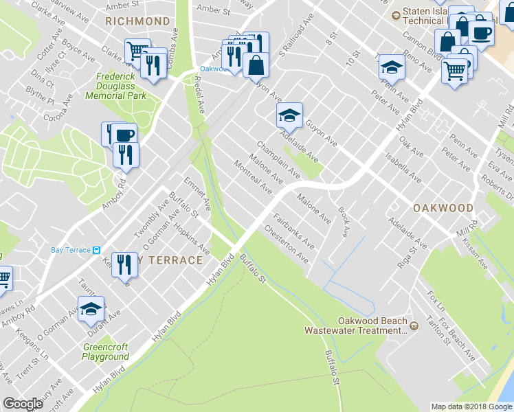 map of restaurants, bars, coffee shops, grocery stores, and more near 238 Fairbanks Avenue in Staten Island